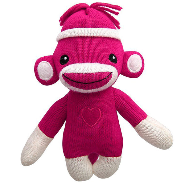 Sockiez Sock Monkey Baby Doll, With White Line Hat, Heart Logo in Front, A Best Mother’s Day Gift- Expressing in Color of Love