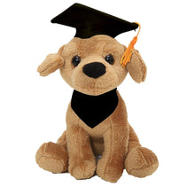 Plushland Cuddly Dog Toy, Customize Each Dog with Your School Logo on Its Black Bandana for Graduation Day