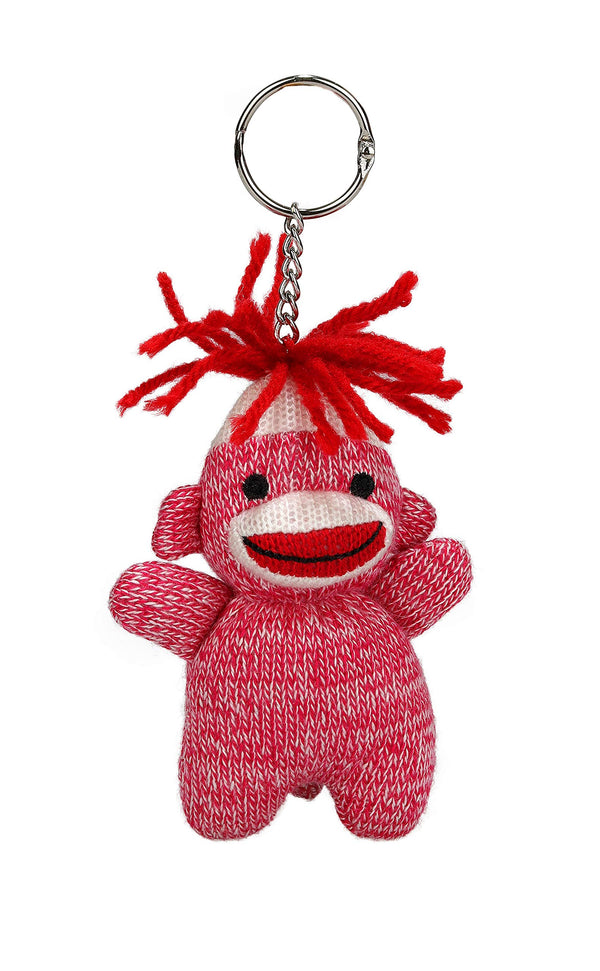 Adorable Sock Monkey With Vibrant Colors Key Chain 4 Inch