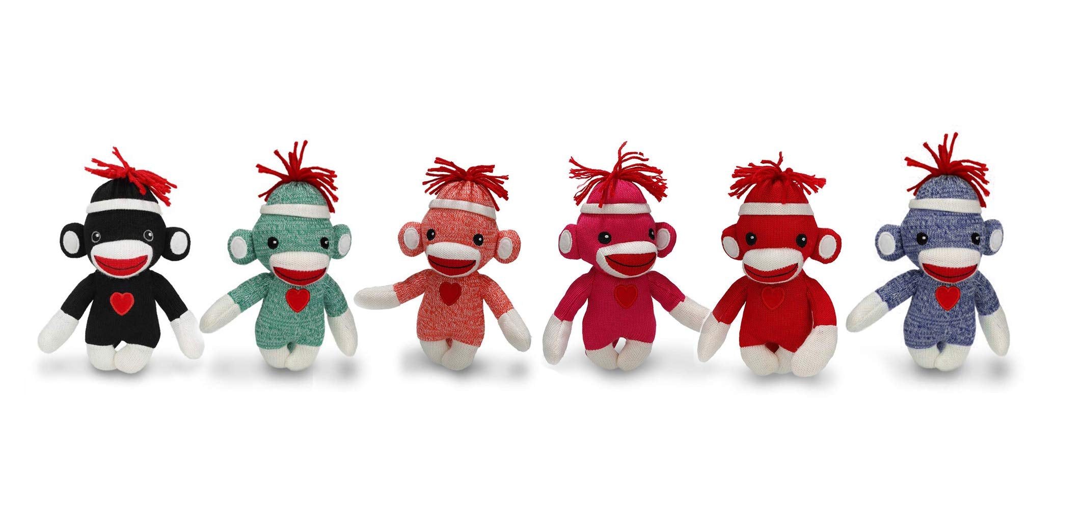 6" Multiple Colors of Love Sockiez Standing with Embroidery, Soft Plush Toy by Plushland.