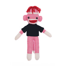 Pink Sock Monkey with Personalized Tee 8 Inches