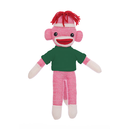 Pink Sock Monkey with Personalized Tee 8 Inches