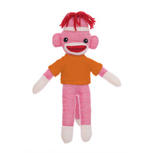 Pink Sock Monkey with Personalized Tee 8 Inches