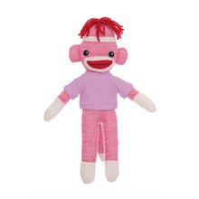 Pink Sock Monkey with Personalized Tee 8 Inches