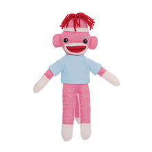 Pink Sock Monkey with Personalized Tee 8 Inches