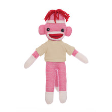 Pink Sock Monkey with Personalized Tee 8 Inches