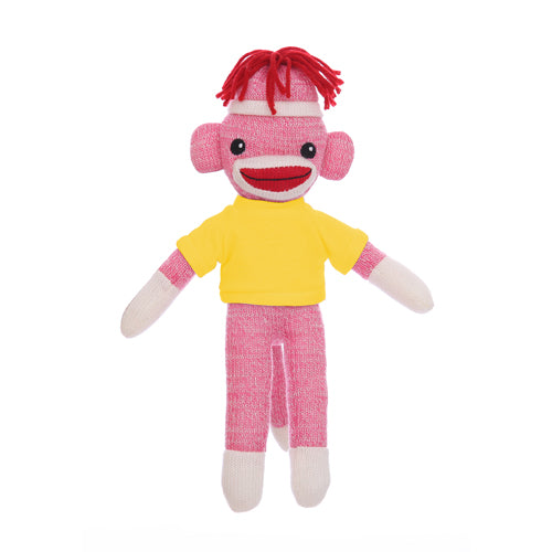 Pink Sock Monkey with Tee 8"