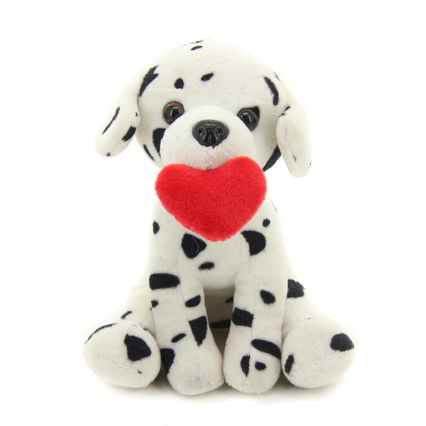 10" Sitting Dalmatian PawPal with Heart, Featuring Soft Fur and a Cute Heart Design by Plushland.