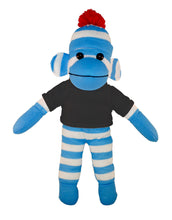 Floppy Blue Sock Monkey with Tee - Custom Text on Shirt 10 Inch