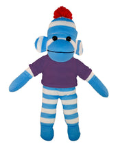 Floppy Blue Sock Monkey with Tee - Custom Text on Shirt 10 Inch