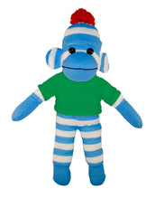 Floppy Blue Sock Monkey with Tee - Custom Text on Shirt 10 Inch