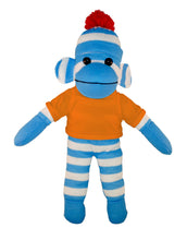 Floppy Blue Sock Monkey with Tee - Custom Text on Shirt 10 Inch