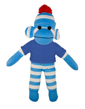 Floppy Blue Sock Monkey with Tee - Custom Text on Shirt 10 Inch