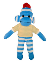 Floppy Blue Sock Monkey with Tee - Custom Text on Shirt 10 Inch