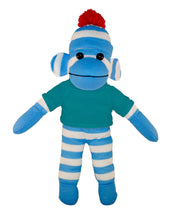 Floppy Blue Sock Monkey with Tee - Custom Text on Shirt 10 Inch