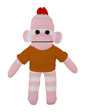 Floppy Pink Sock Monkey with Tee - Custom Text on Shirt 10 Inch