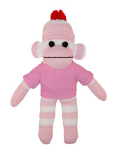 Floppy Pink Sock Monkey with Tee - Custom Text on Shirt 10 Inch