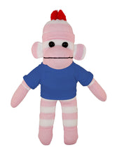 Floppy Pink Sock Monkey with Tee - Custom Text on Shirt 10 Inch