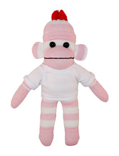 Floppy Pink Sock Monkey with Tee - Custom Text on Shirt 10 Inch