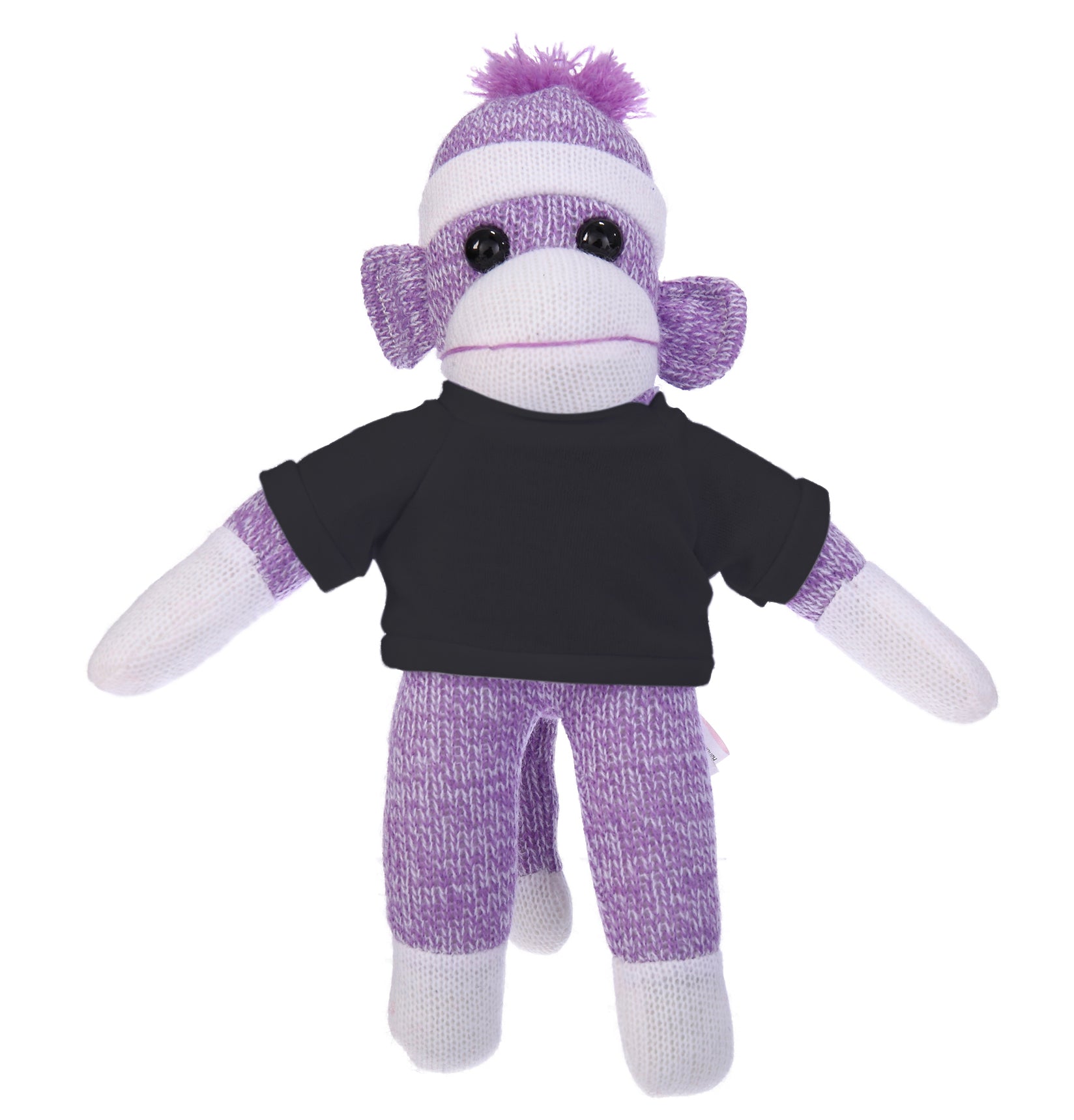 10'' Black Floppy Sock Monkey, soft, customizable, and cuddly