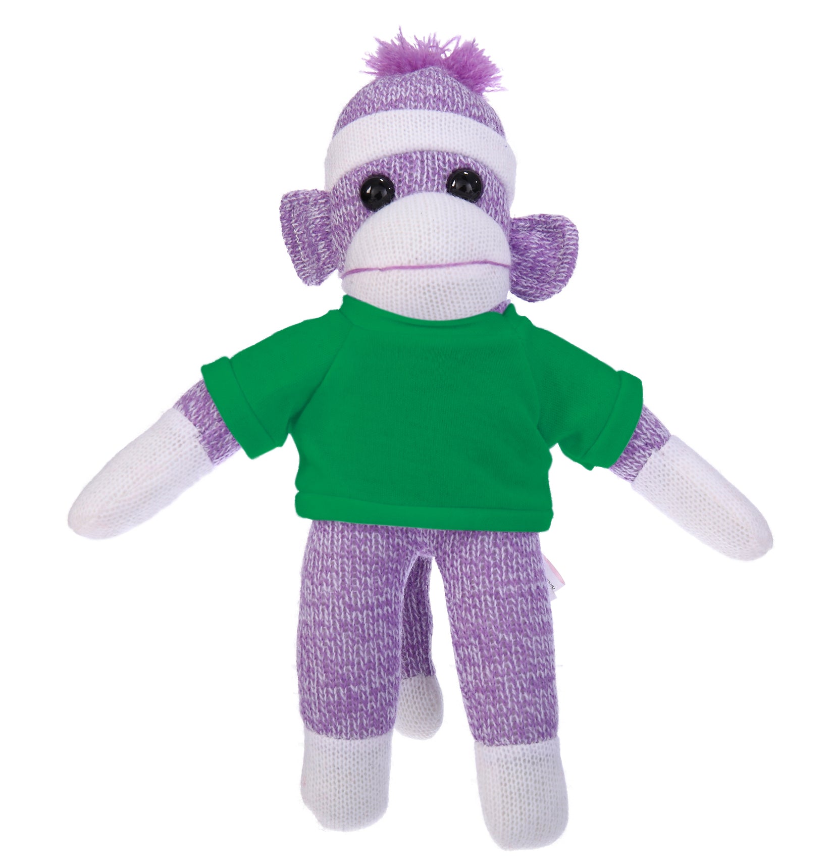 10'' Kelly Green Floppy Sock Monkey, soft, customizable, and cuddly