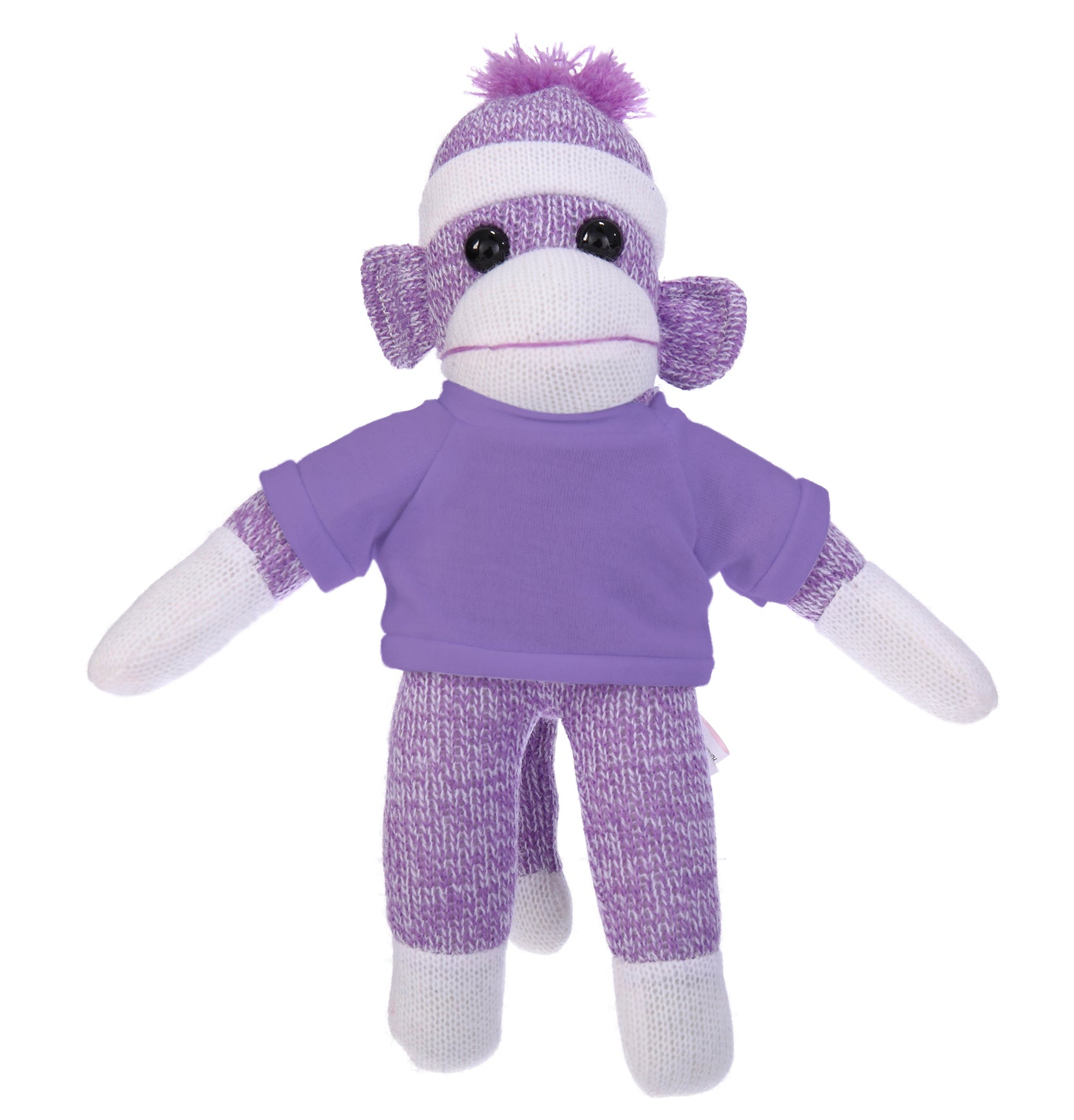 10'' Purple Floppy Sock Monkey, soft, customizable, and cuddly