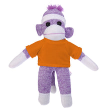 10'' Orange Floppy Sock Monkey, soft, customizable, and cuddly