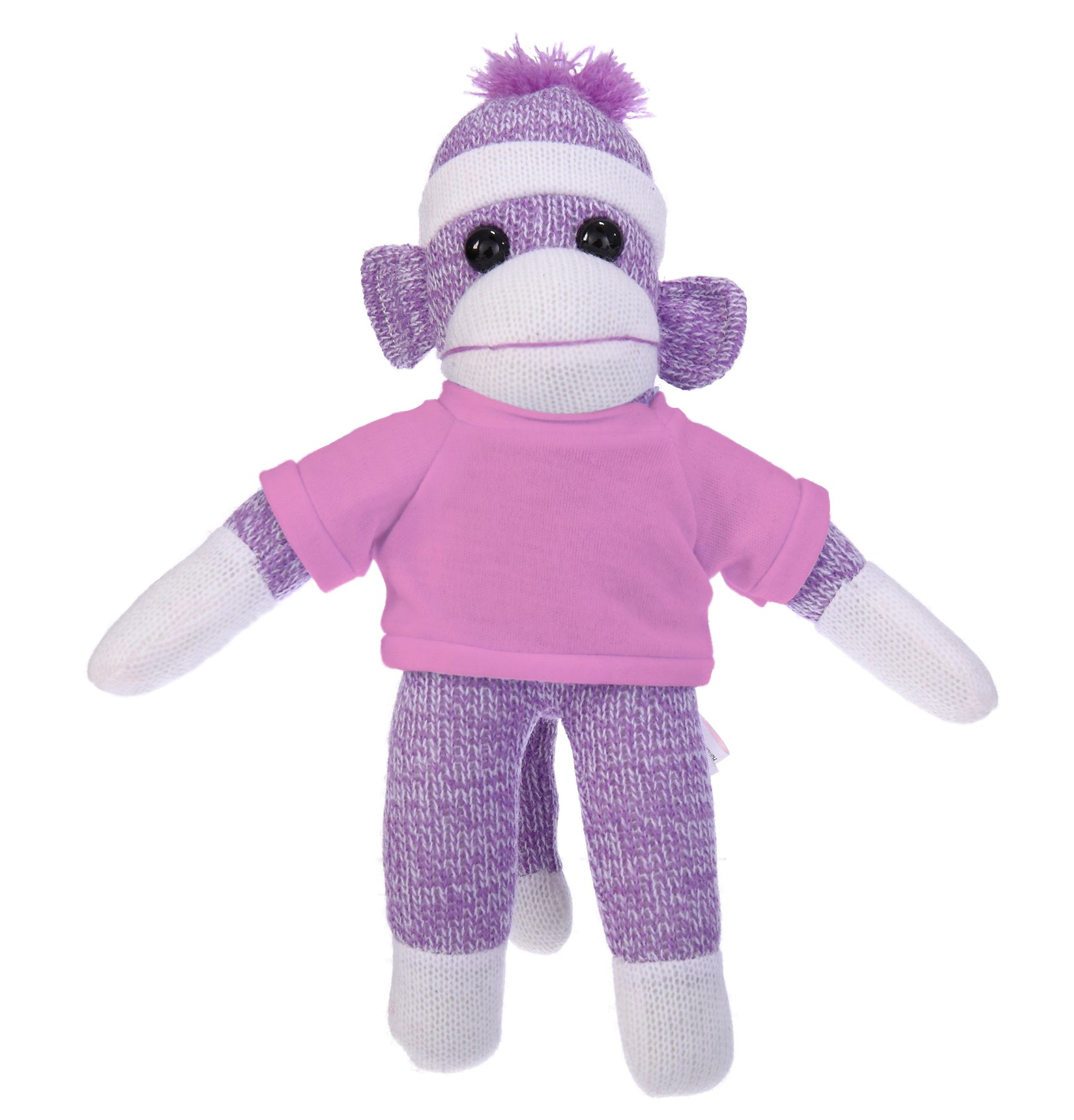 10'' Pink Floppy Sock Monkey, soft, customizable, and cuddly