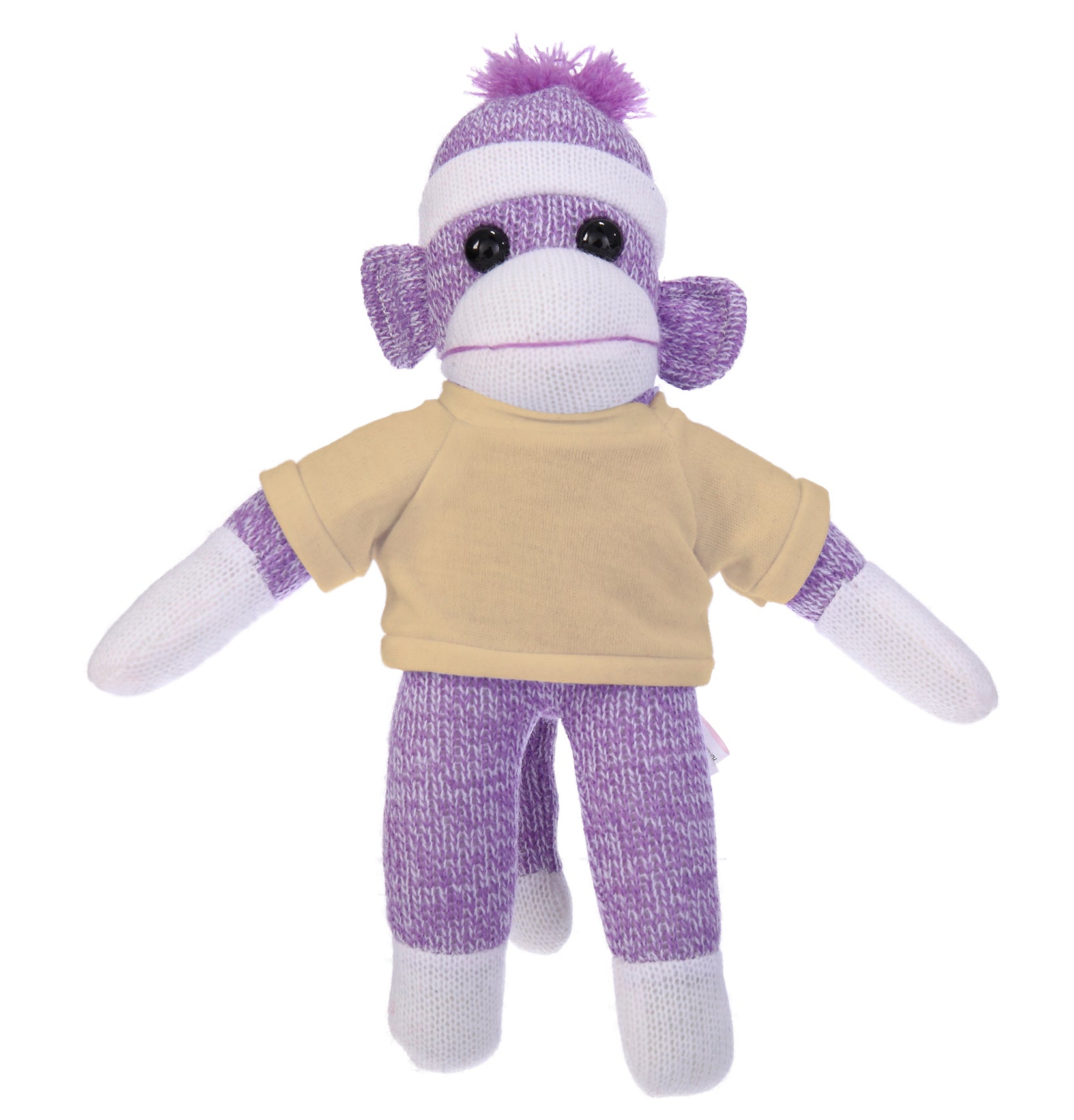 10'' Tan Floppy Sock Monkey, soft, customizable, and cuddly