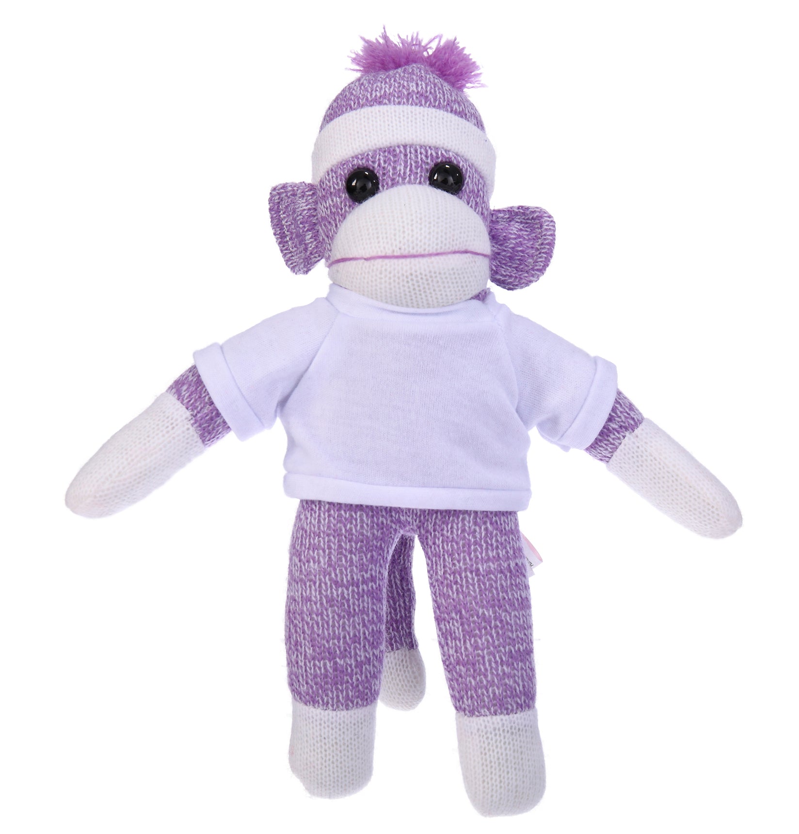 10'' White Floppy Sock Monkey, soft, customizable, and cuddly