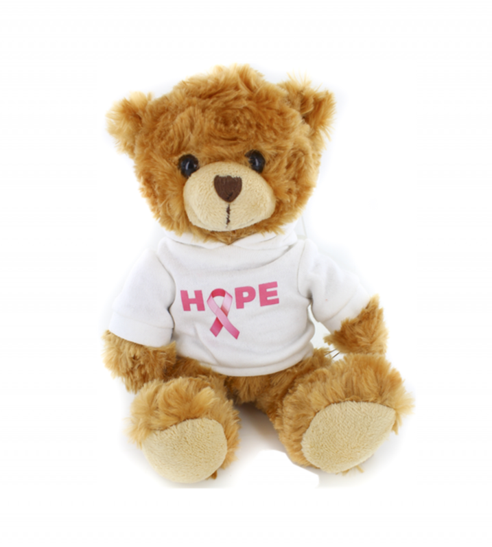 6'' Hope Pink Ribbon Hoodie Sitting Bear by Plushland